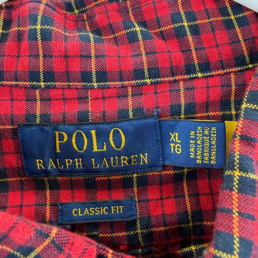 Polo Ralph Lauren Mens XL Classic Fit Red Plaid Button Down Shirt Long Sleeve